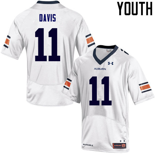 Youth Auburn Tigers #11 Kyle Davis College Football Jerseys Sale-White - Click Image to Close